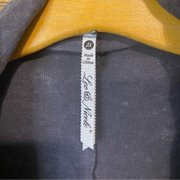 Leo & Nicole Gray cotton Jacket with Waterfall Front 2X lagenlook layering - Picture 2 of 10